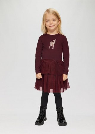 s.Oliver Volantkleid mit Glitzerprint - pink