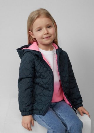s.Oliver Leicht wattierte Kapuzenjacke mit Herz-Steppung und dekorativen Reflektor-Details - navy