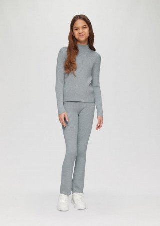 s.Oliver Strickhose mit Flared Leg und Metallic-Effekt - blassblau