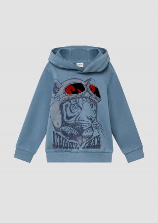 s.Oliver Hoodie aus Baumwollmix mit Folienprint - hellblau