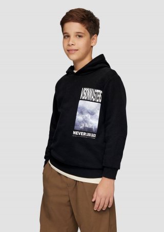s.Oliver Wärmendes Kapuzen-Sweatshirt mit Frontprint - schwarz