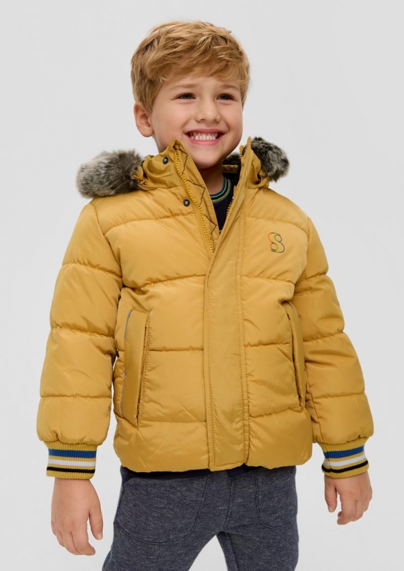 s.Oliver Steppjacke mit abnehmbarem Kunstfell - honiggelb