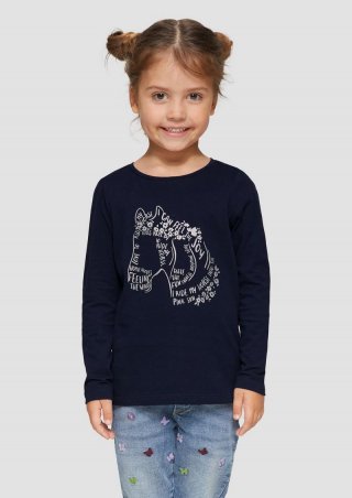 s.Oliver Langarmshirt mit Glitzer-Print - navy