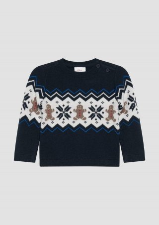 s.Oliver Strickpullover mit Weihnachtsmotiv - navy
