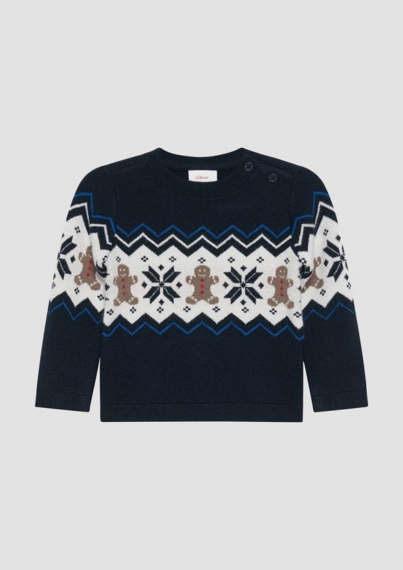 s.Oliver Strickpullover mit Weihnachtsmotiv - navy