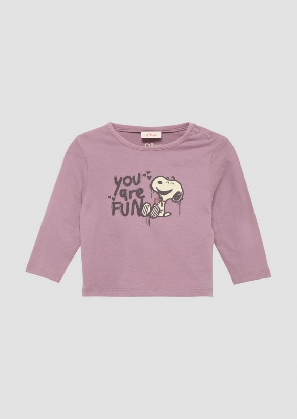 s.Oliver Longsleeve mit glitzerndem Snoopy®-Print - lavendel