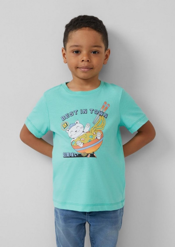 s.Oliver T-Shirt aus Baumwolle mit Motivprint - türkis