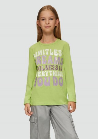 s.Oliver Longsleeve im Loose Fit mit Frontprint - hellgrün
