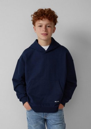 s.Oliver Unisex Oversized-Hoodie mit Kängurutaschen und Schrift-Print - navy