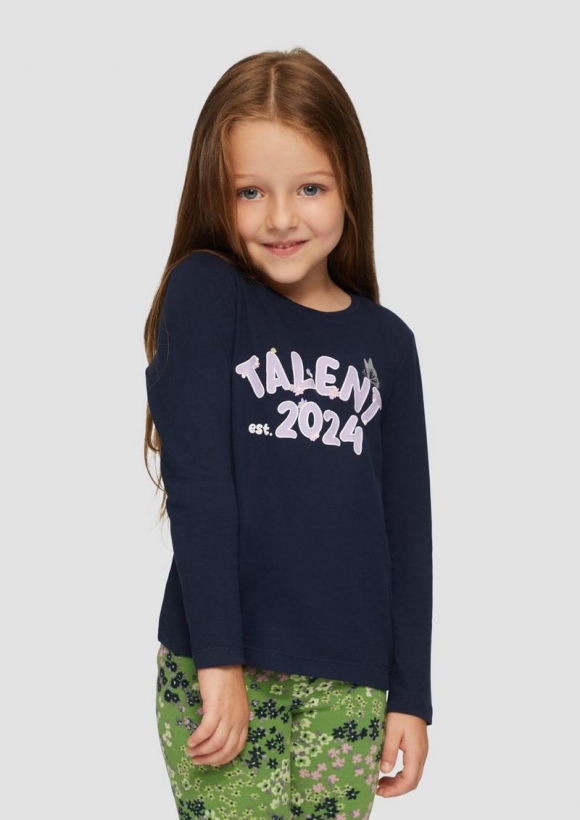s.Oliver Langarmshirt mit Frontprint - navy