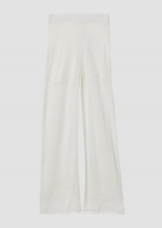 s.Oliver Wide-Leg-Hose aus Ajourstrick mit Elastikbund - ecru
