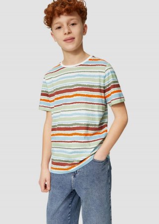 s.Oliver Jersey-T-Shirt mit All-over-Print - weiß