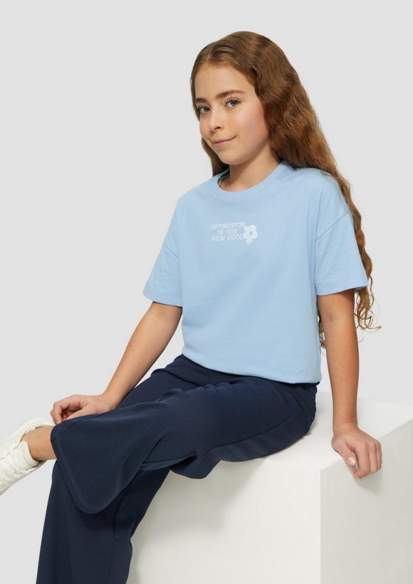 s.Oliver Boxy-T-Shirt aus Jersey mit Printdetail - himmelblau