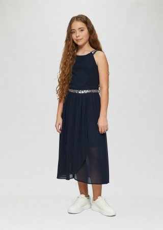 s.Oliver Midikleid aus Chiffon mit Pailletten-Details - navy