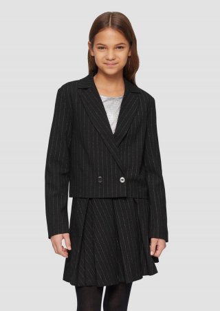 s.Oliver Verkürzter Blazer mit Glitzer-Nadelstreifen - schwarz