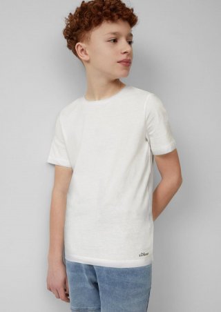 s.Oliver T-Shirt aus Baumwolle mit kleinem Schriftprint - weiß