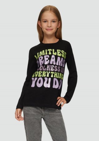s.Oliver Longsleeve im Loose Fit mit Frontprint - schwarz