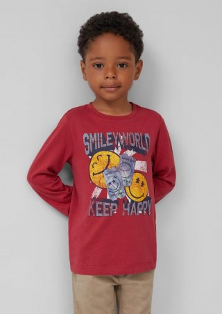 s.Oliver Jersey-Longsleeve mit Smiley®-Print - korallrot