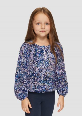 s.Oliver Bluse mit All-over-Print und Crinkle-Struktur - mehrfarbig