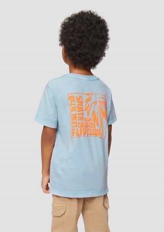 s.Oliver T-Shirt mit Print und Wascheffekt - himmelblau