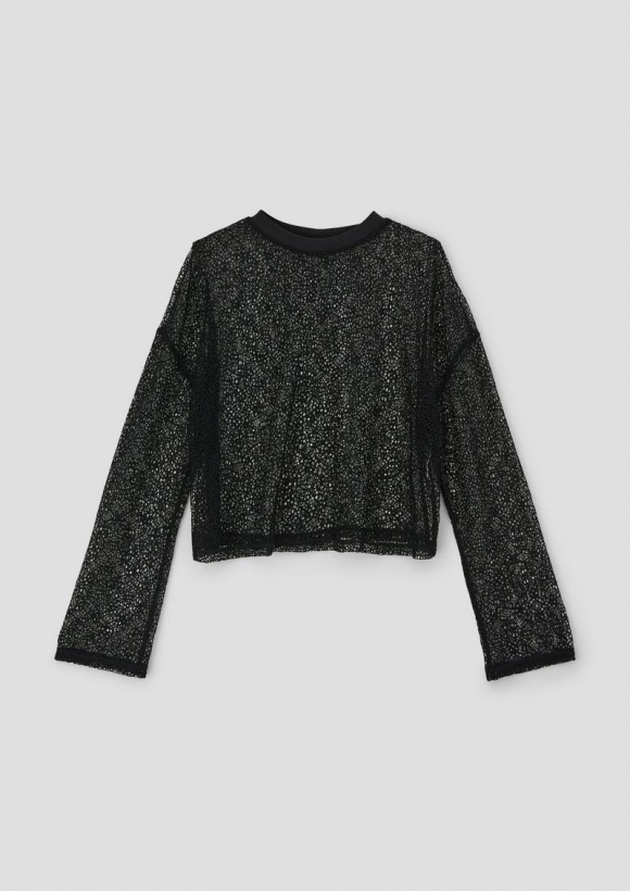 s.Oliver Langarmshirt aus Netz-Spitze - schwarz