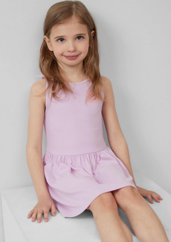 s.Oliver Ausgestelltes Kleid mit Knotendetail und Stickerei - flieder