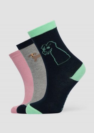 s.Oliver Gemusterte Langschaftsocken im 6er-Pack - grau meliert