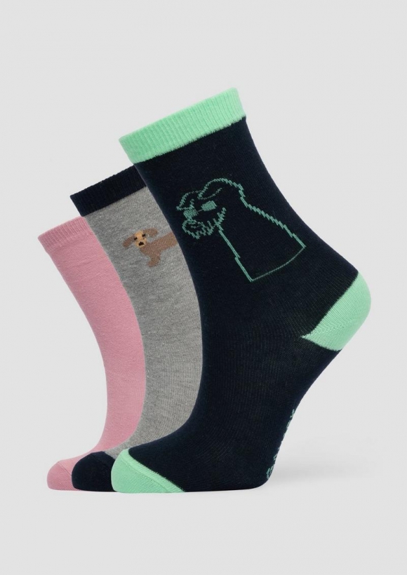 s.Oliver Gemusterte Langschaftsocken im 6er-Pack - grau meliert