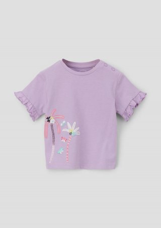 s.Oliver T-Shirt mit Rüschen-Ärmeln - lavendel