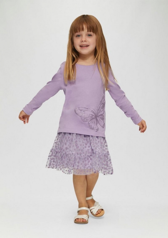 s.Oliver Langarmshirt mit Glitzerprint - lavendel