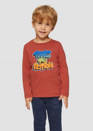s.Oliver Weiches Longsleeve mit strukturiertem Grafik-Print - rubinrot