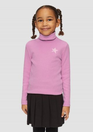 s.Oliver Schmales Rollkragen-Shirt mit Stickerei - pink