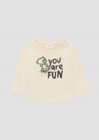 s.Oliver Longsleeve mit Peanuts®-Print - helles sand