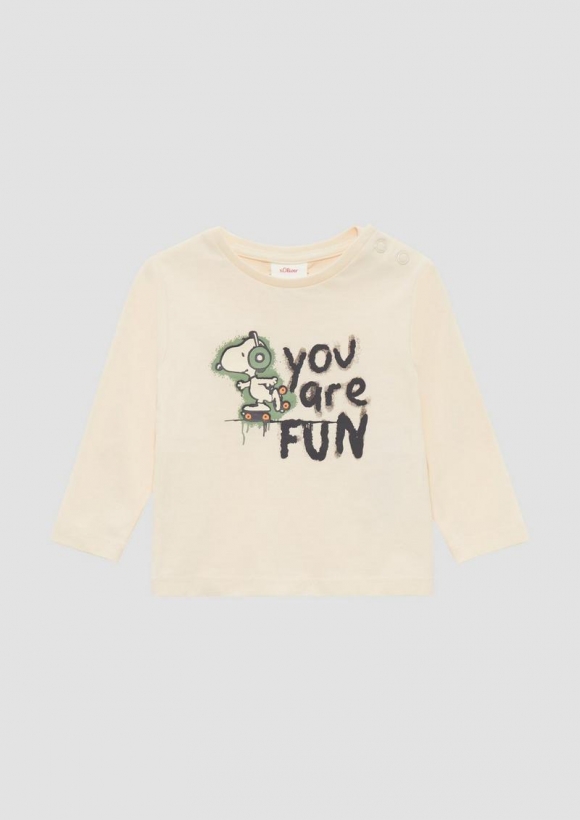 s.Oliver Longsleeve mit Peanuts®-Print - helles sand