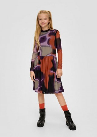 s.Oliver Hochgeschlossenes Meshkleid - schwarz