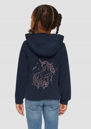 s.Oliver Wärmender Hoodie mit Glitzer-Stickerei auf Front und Rücken - navy