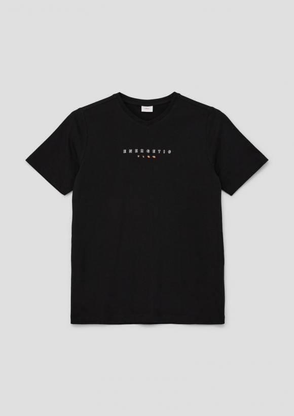 s.Oliver Weiches T-Shirt mit Frontprint - schwarz