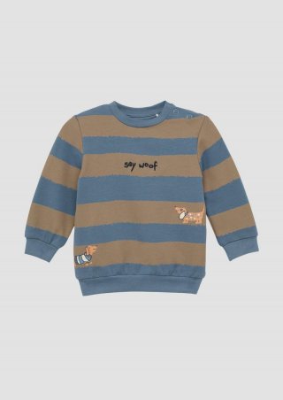 s.Oliver Gestreiftes Sweatshirt mit Stickerei und Print - hellblau