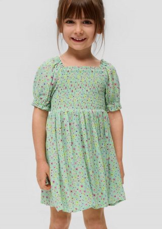 s.Oliver Kleid mit Smock-Detail - salbeigrün