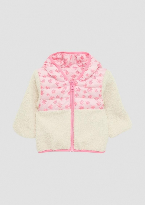 s.Oliver Leicht wattierte Wendejacke mit Steppung und Teddyplüsch - wollweiß
