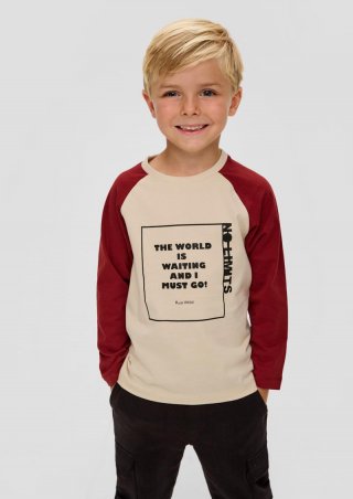 s.Oliver Longsleeve mit Statement-Print - beige