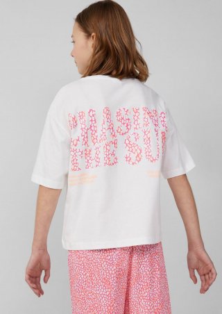 s.Oliver T-Shirt im Boxy Fit mit Rückenprint - weiß
