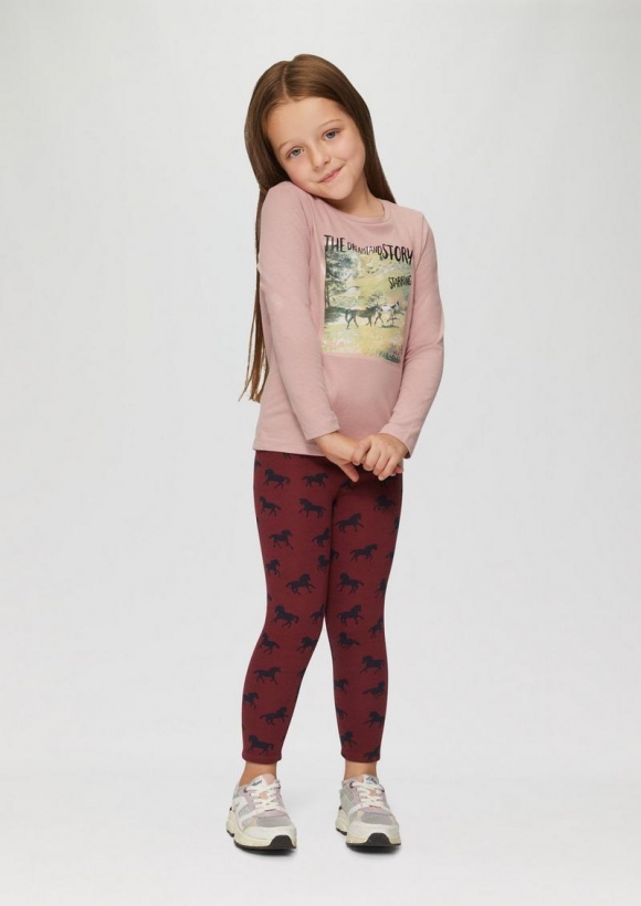 s.Oliver Leggings aus Thermofleece mit All-over-Print - pink
