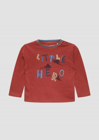s.Oliver Langarmshirt mit Frontprint und Stickerei - rubinrot