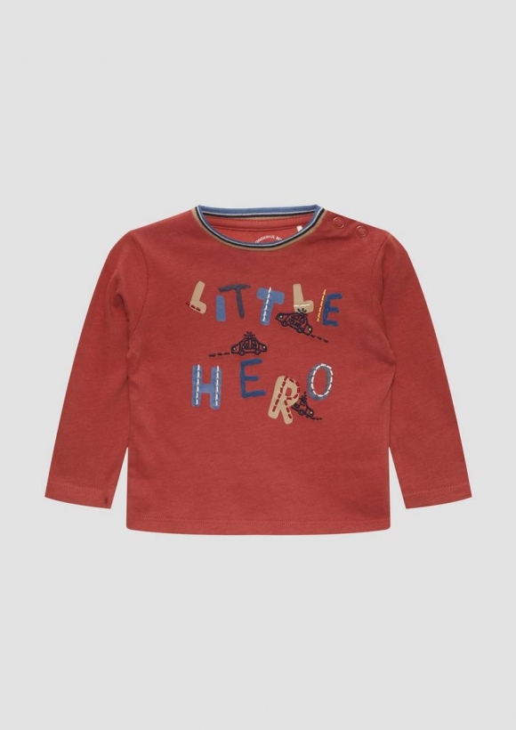 s.Oliver Langarmshirt mit Frontprint und Stickerei - rubinrot