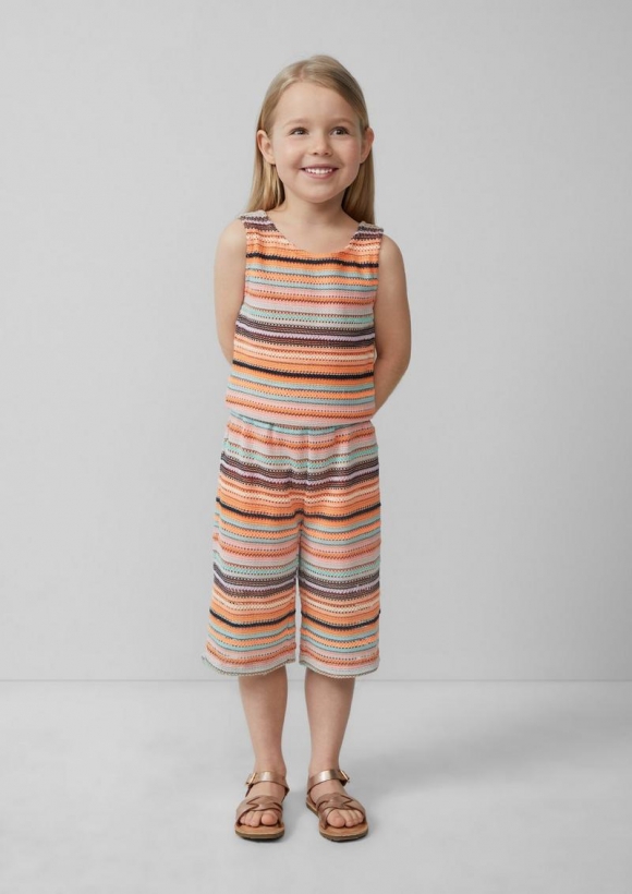 s.Oliver Gestrickter Jumpsuit in Culotte-Länge mit Jerseyfutter - mehrfarbig