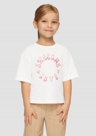 s.Oliver Boxy T-Shirt mit Silicon-Print - weiß