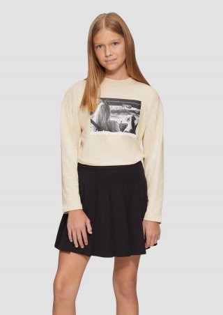 s.Oliver Longsleeve mit Fotoprint im Relaxed Fit - helles sand