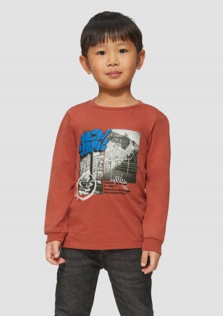 s.Oliver Weiches Longsleeve mit Frontprint - rubinrot