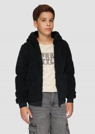 s.Oliver Teddyjacke mit Kapuze - schwarz